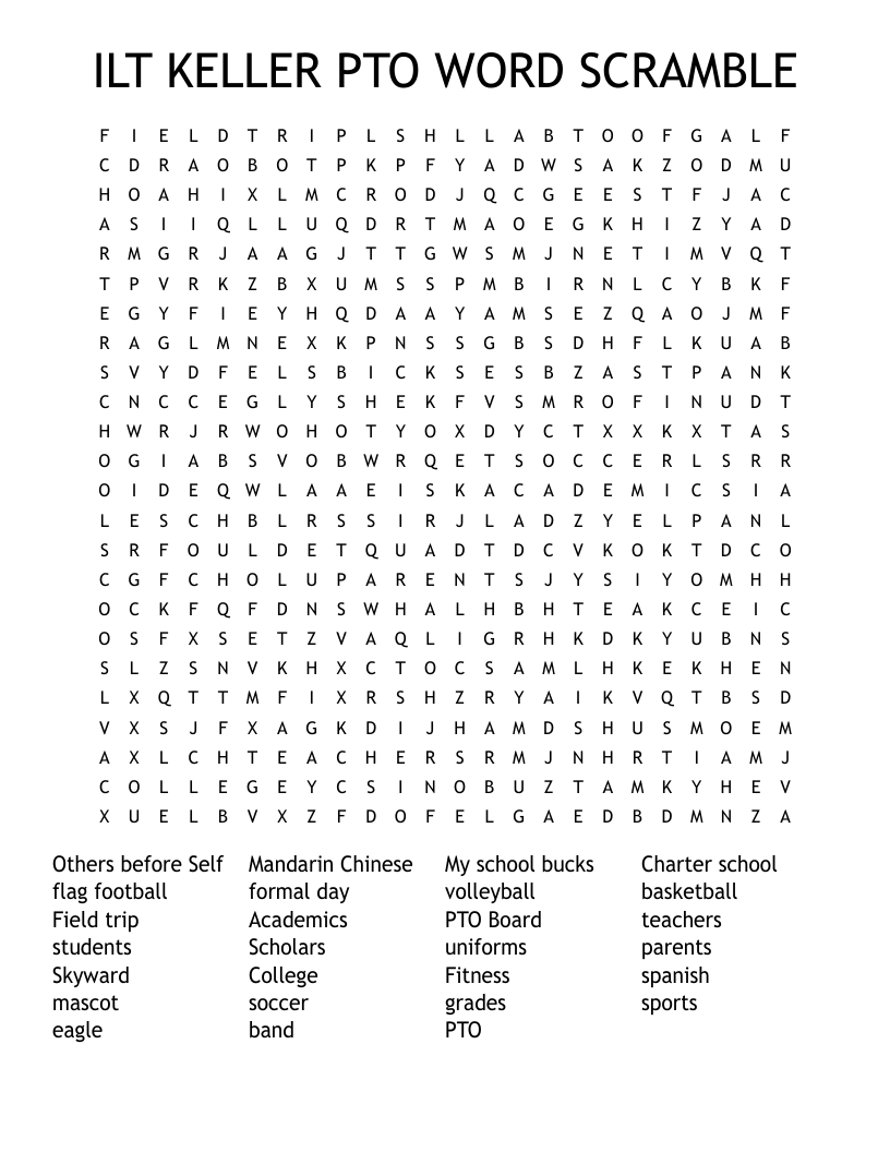 ILT KELLER PTO WORD SCRAMBLE Word Search