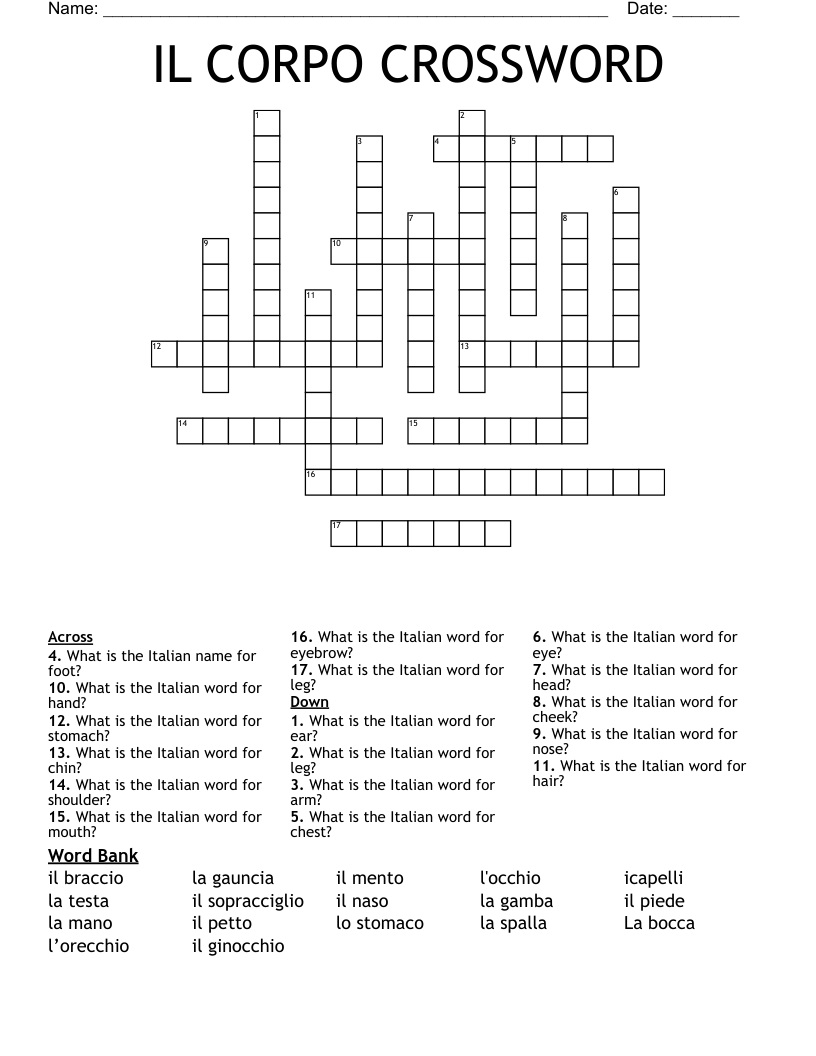 IL CORPO CROSSWORD    