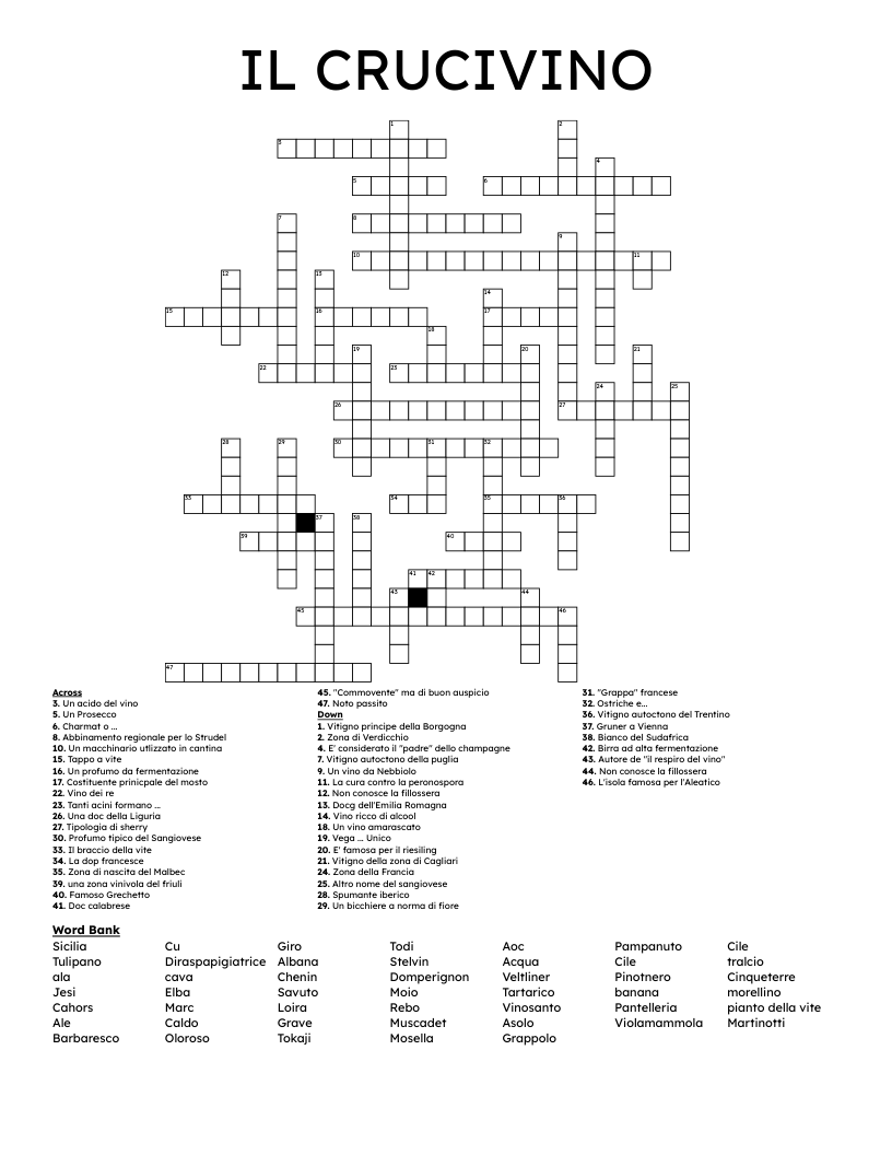 IL CRUCIVINO Crossword