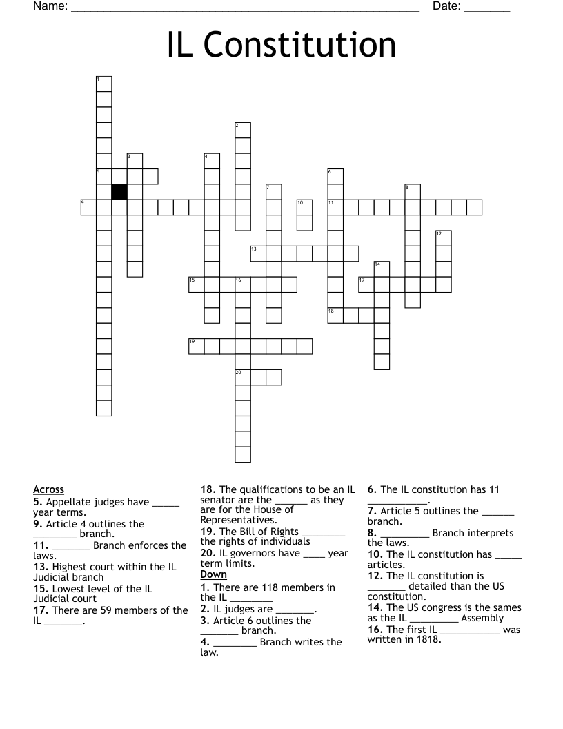 IL Constitution  Crossword