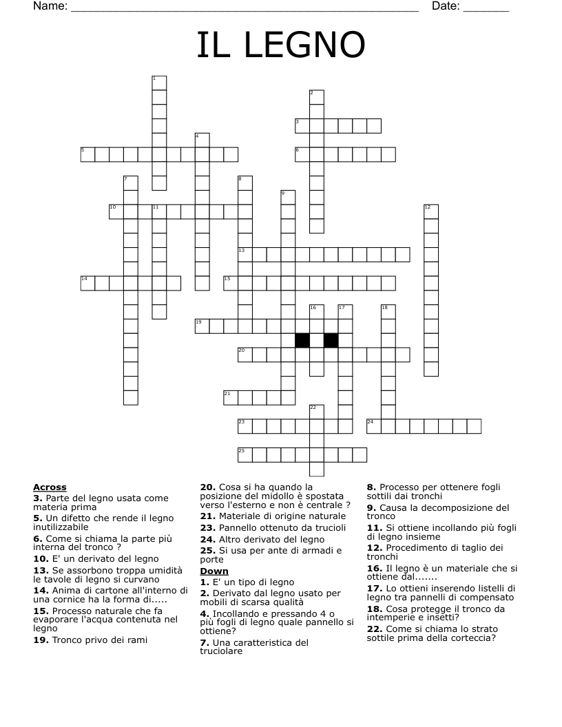 IL LEGNO Crossword