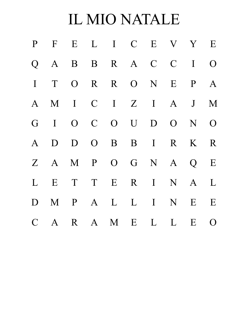 IL MIO NATALE Word Search