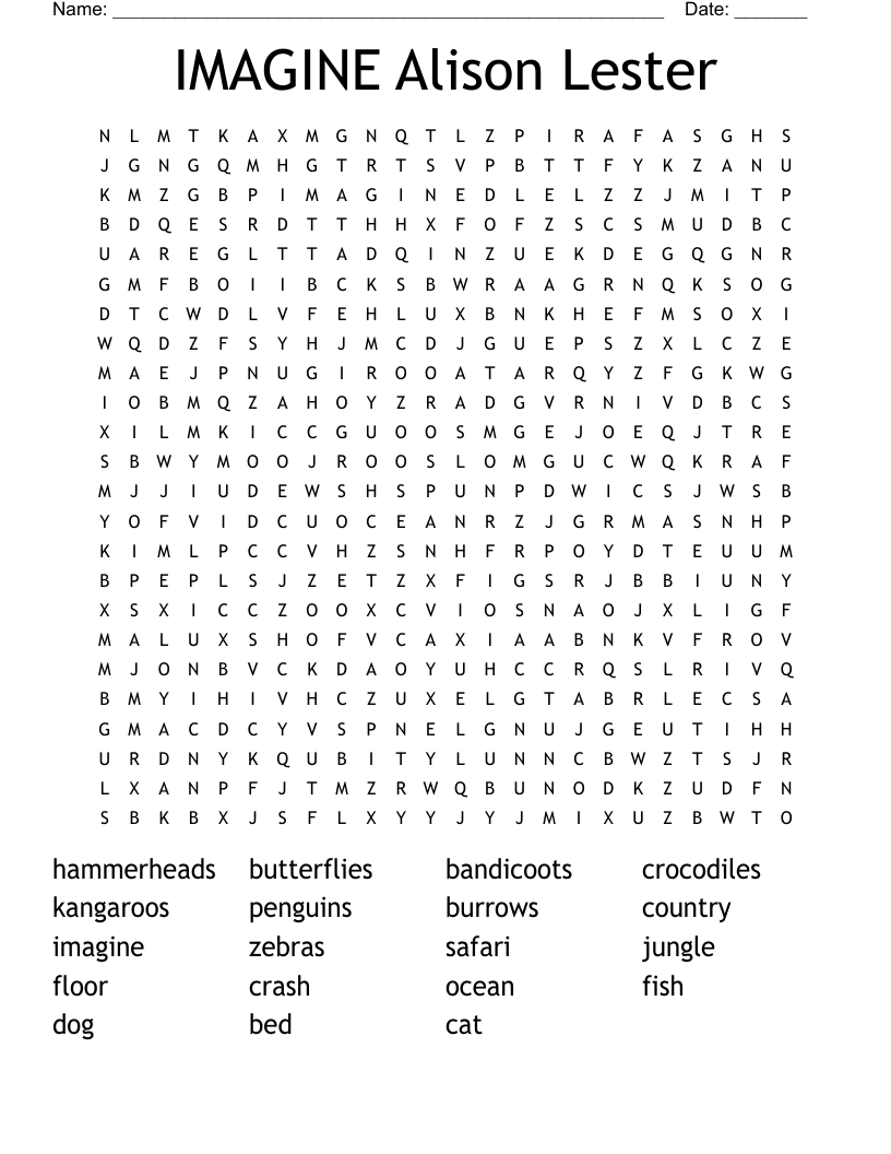 IMAGINE Alison Lester Word Search