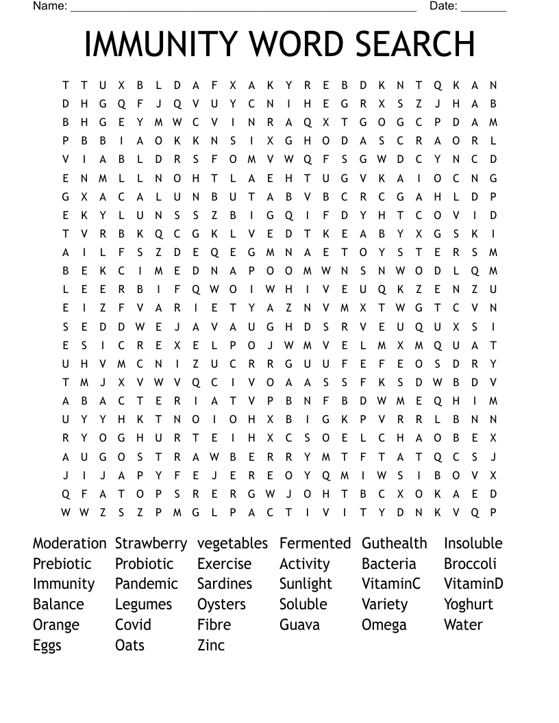 IMMUNITY WORD SEARCH