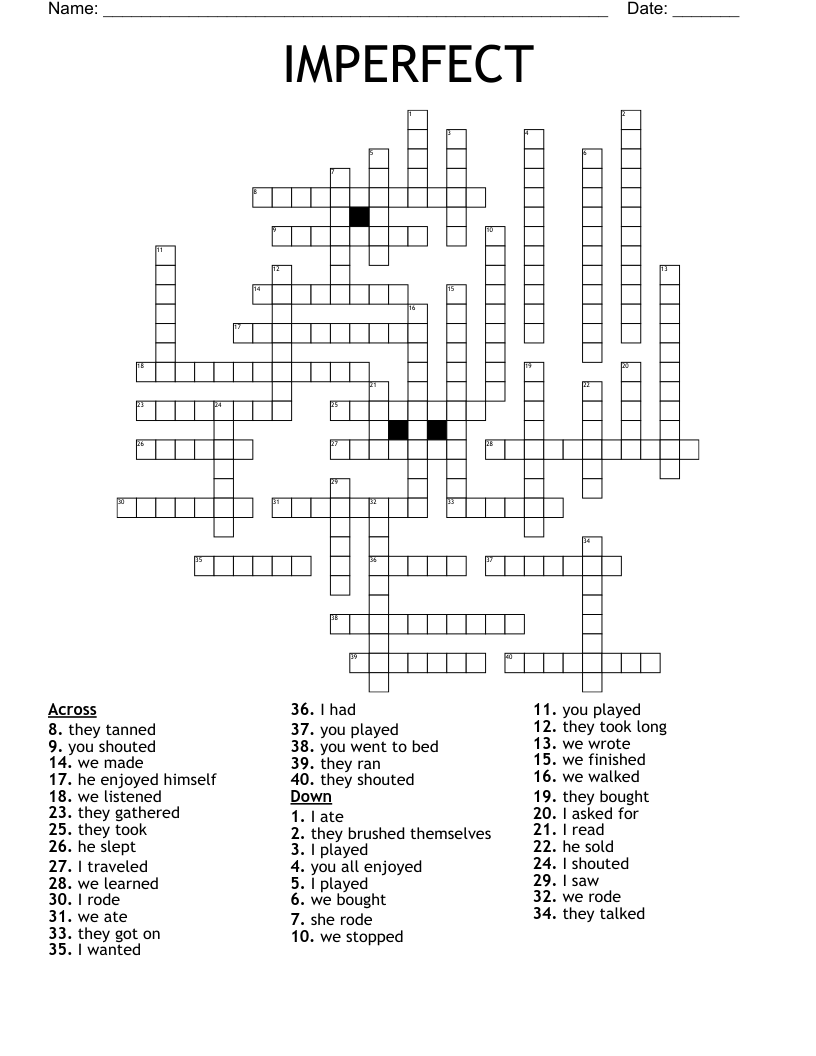 IMPERFECT Crossword
