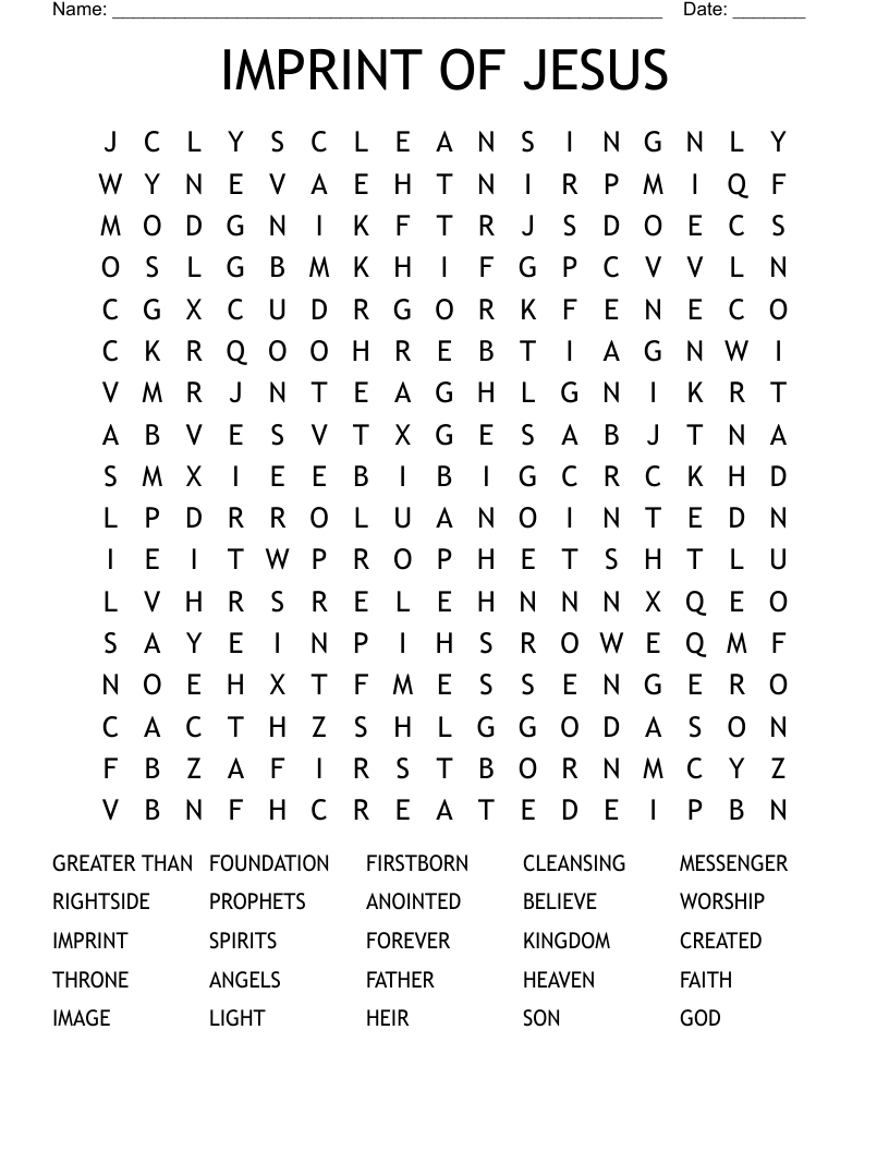 IMPRINT OF JESUS Word Search