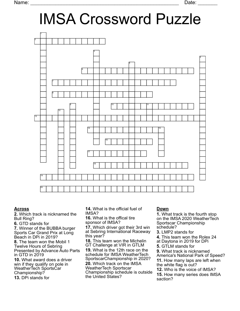 IMSA Crossword Puzzle