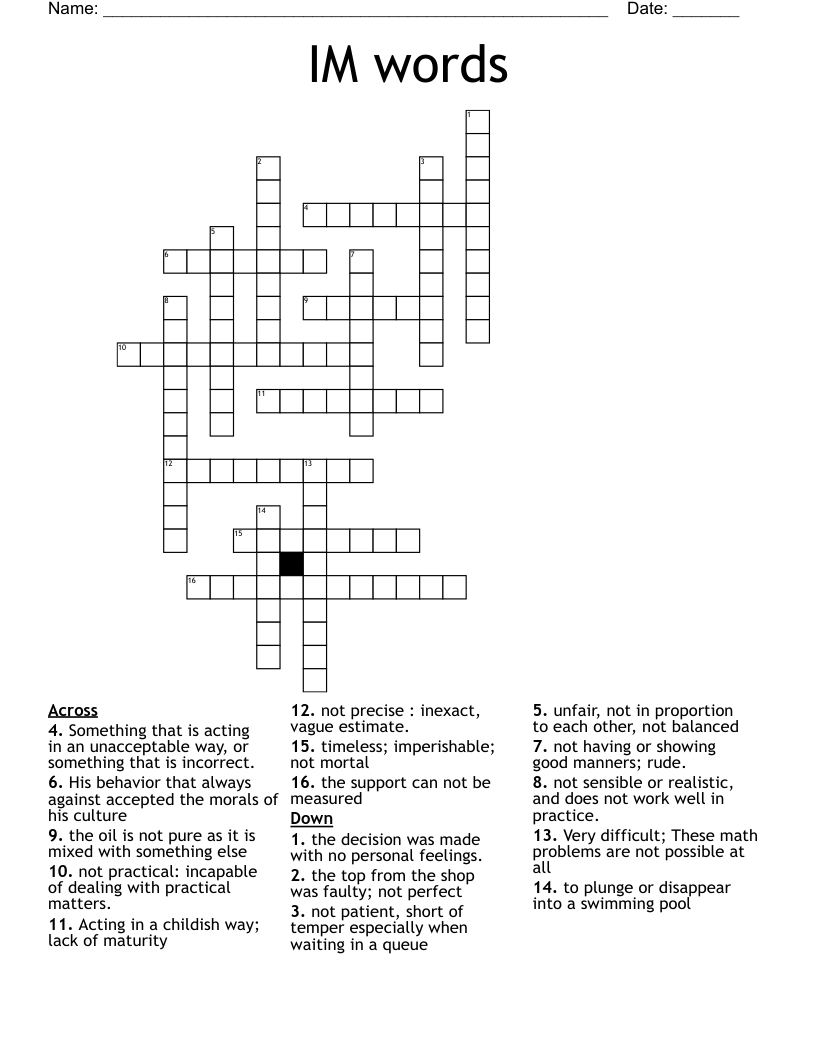 IM words  Crossword