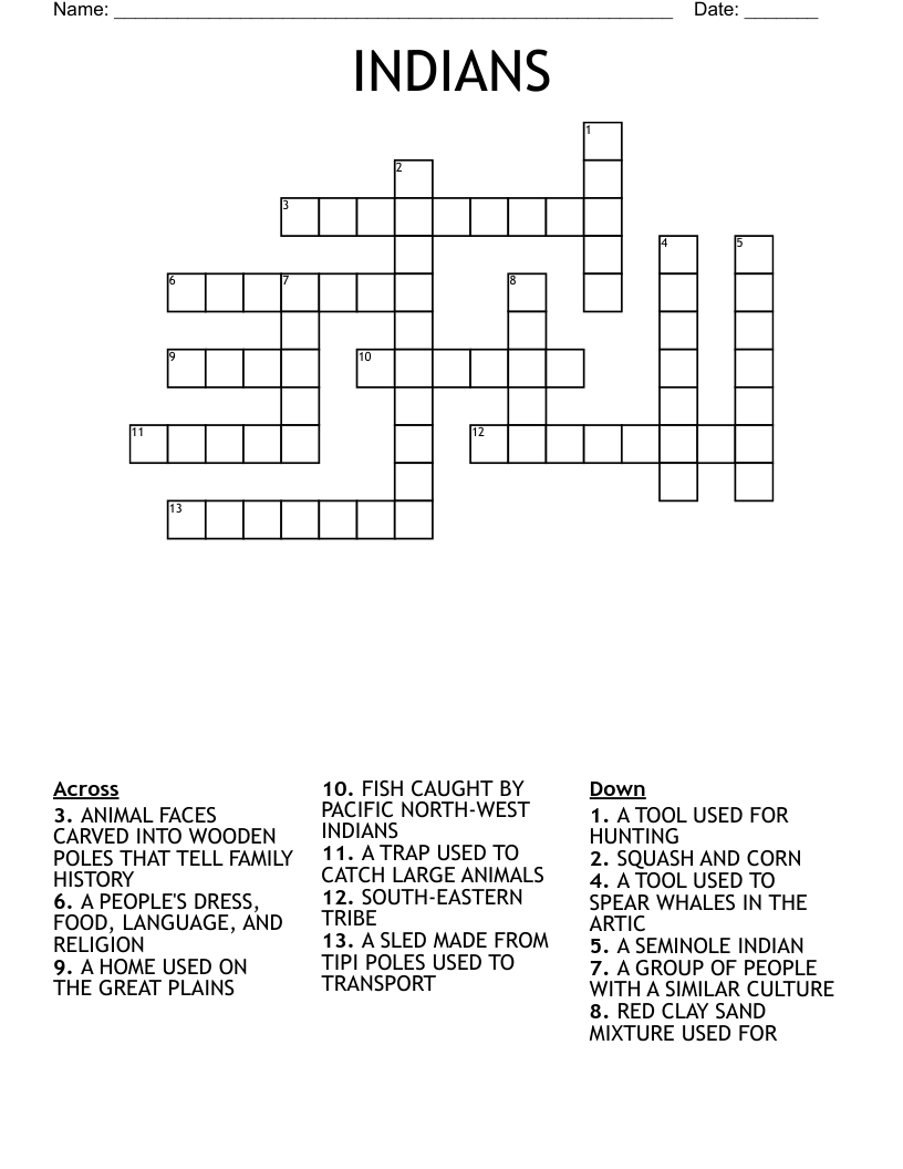 INDIANS Crossword