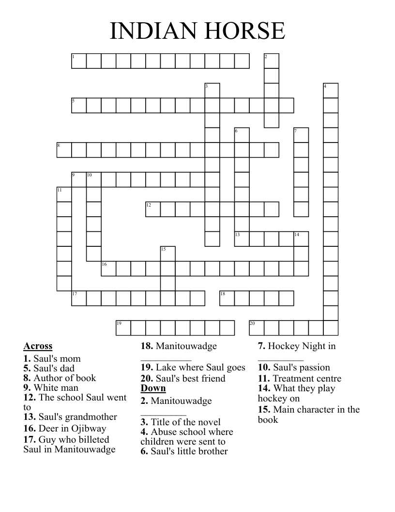 INDIAN HORSE Crossword