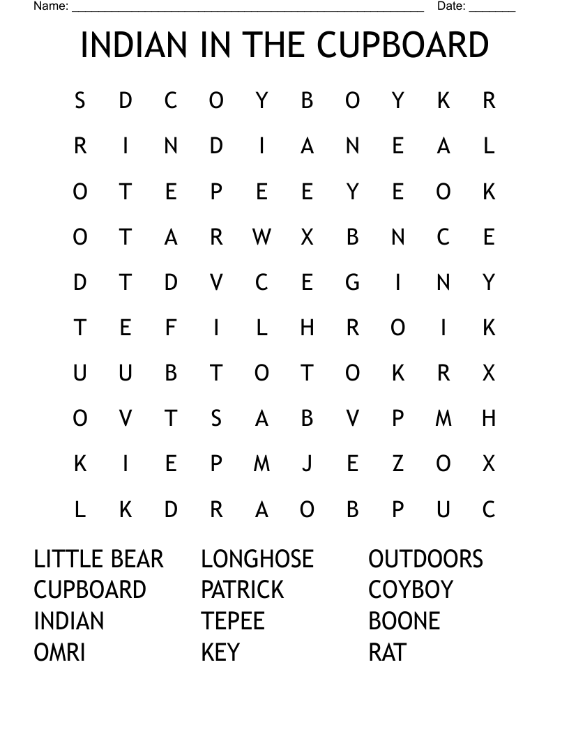 INDIAN IN THE CUPBOARD Word Search