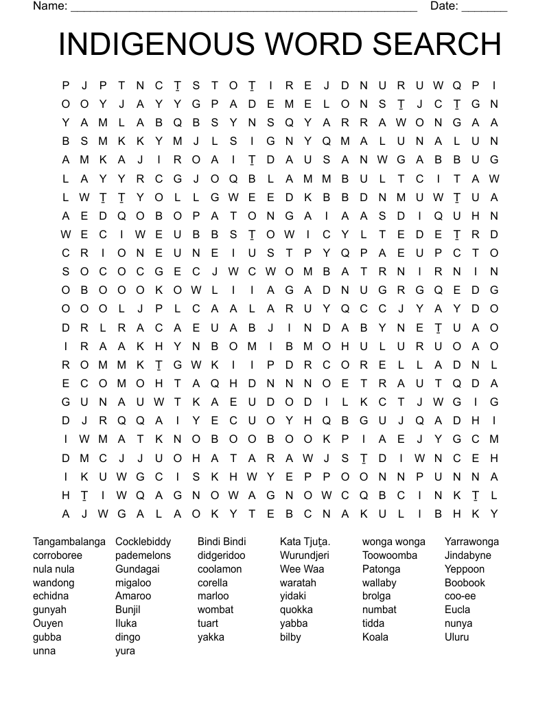 INDIGENOUS WORD SEARCH