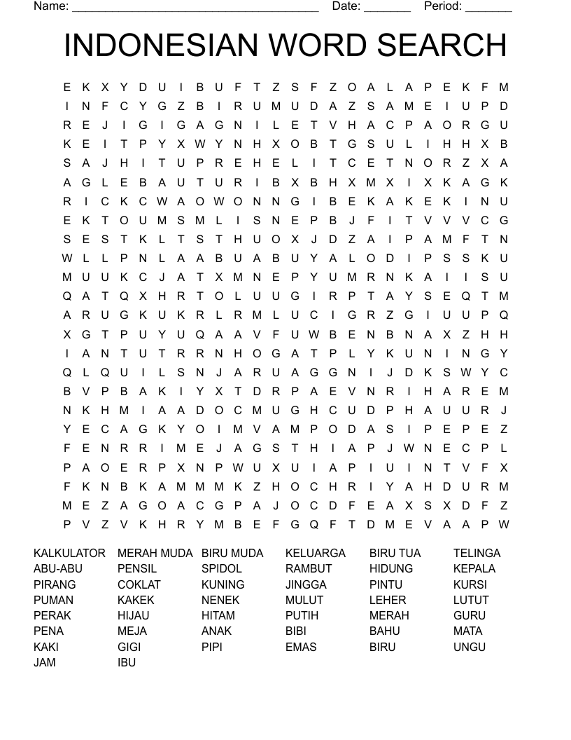 INDONESIAN WORD SEARCH 