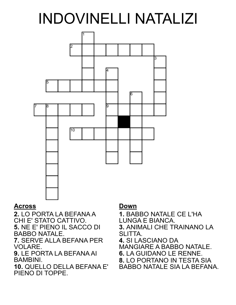 INDOVINELLI NATALIZI Crossword