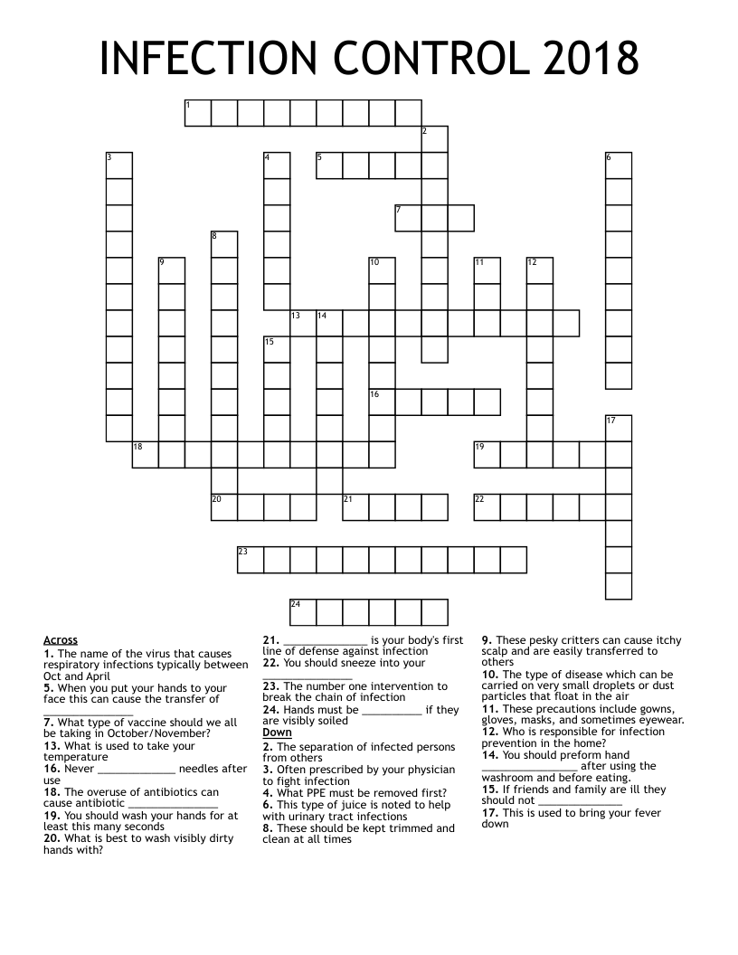INFECTION CONTROL 2018 Crossword