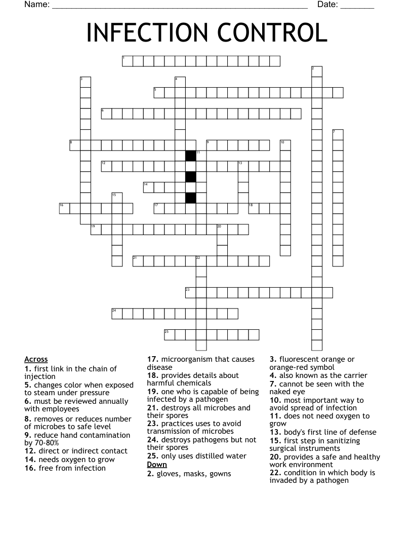 INFECTION CONTROL Crossword