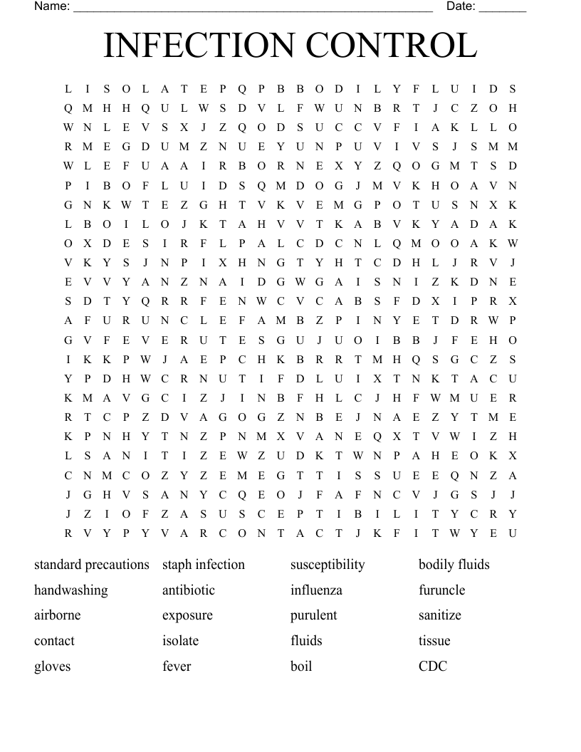 INFECTION CONTROL Word Search
