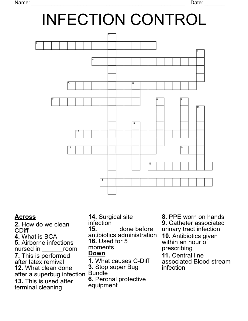 INFECTION CONTROL  Crossword