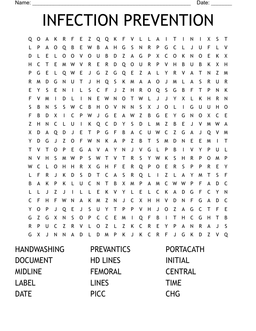 INFECTION PREVENTION Word Search