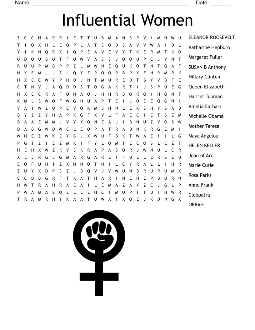 Influential Women Word Search