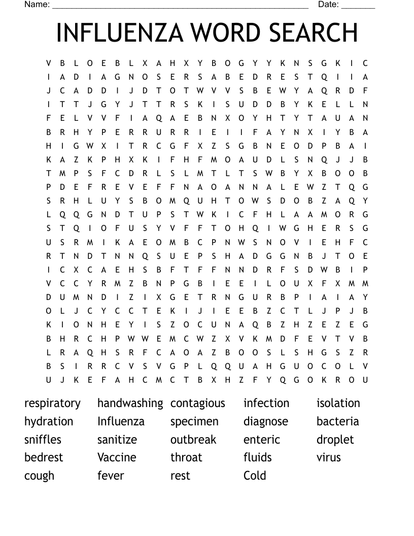 INFLUENZA WORD SEARCH