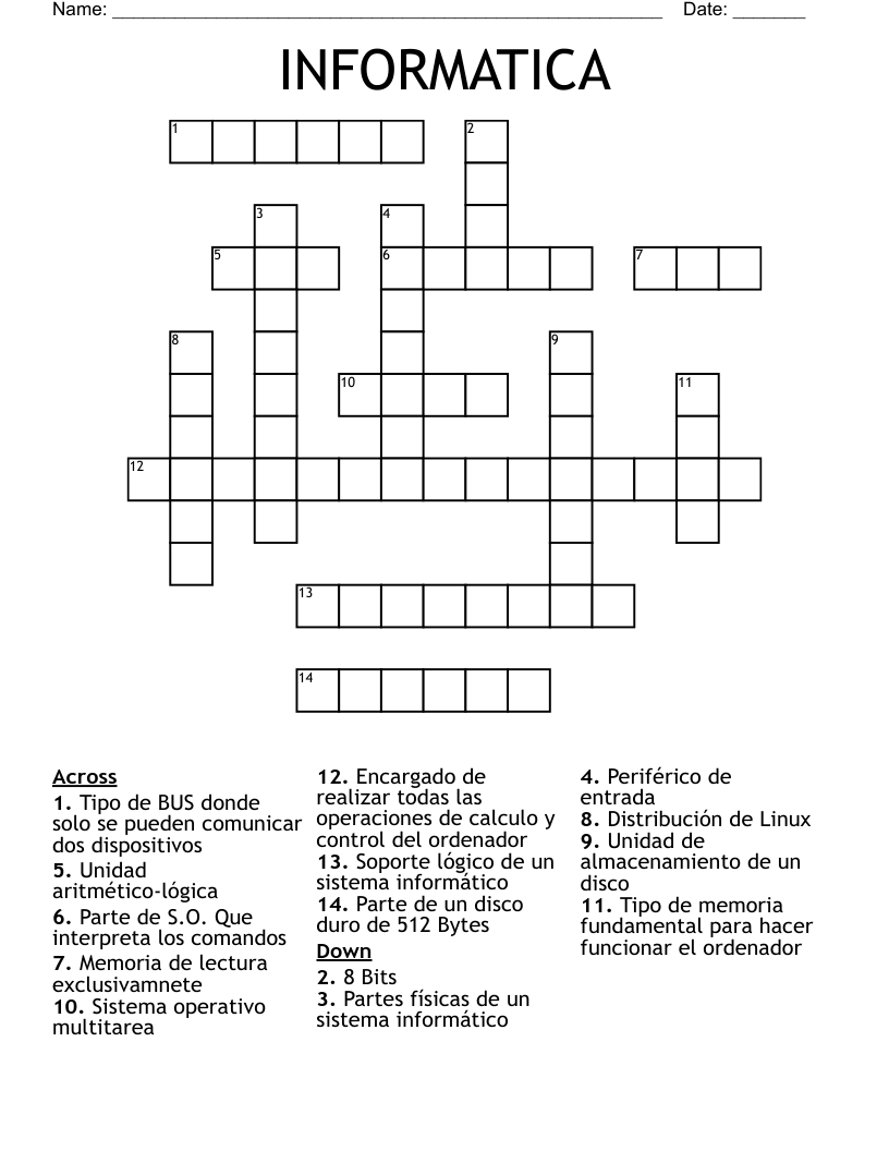 INFORMATICA Crossword