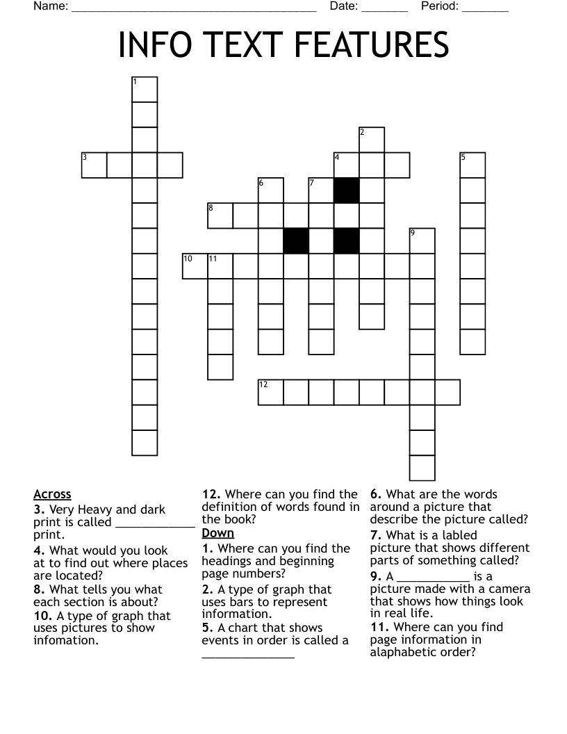 INFO TEXT FEATURES Crossword