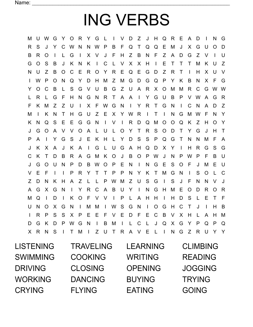 ING VERBS Word Search