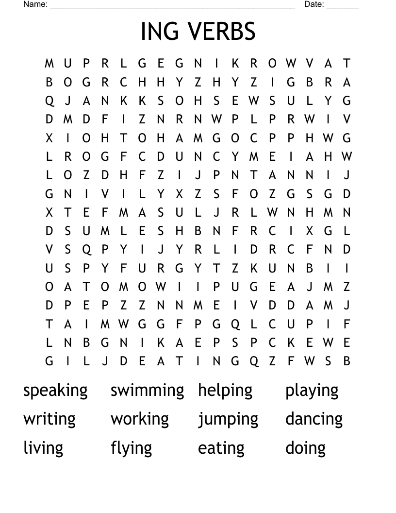 ING VERBS Word Search