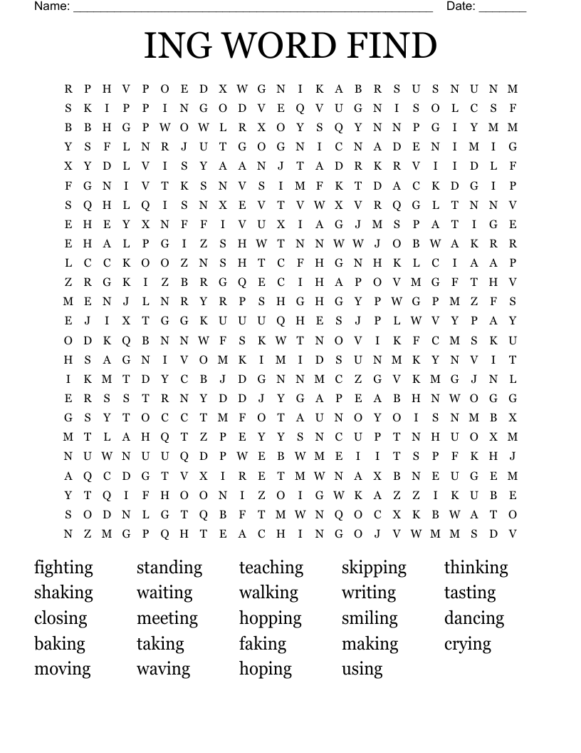 ING WORD FIND Word Search