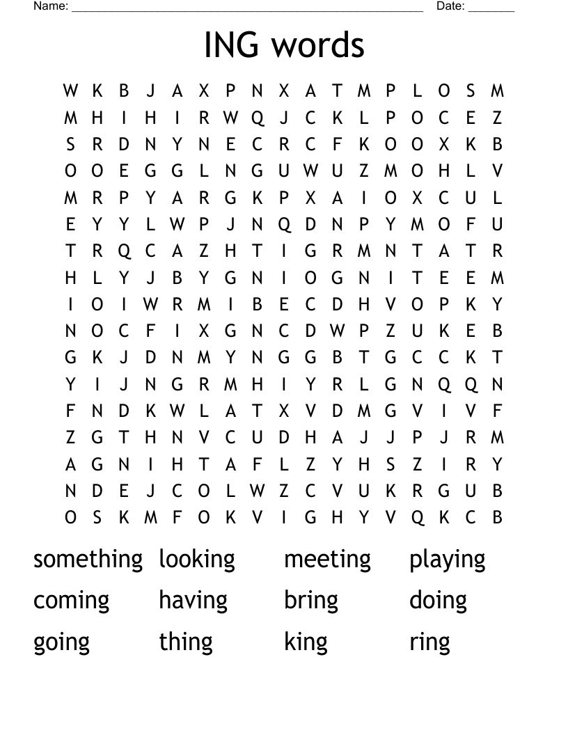 ING words Word Search
