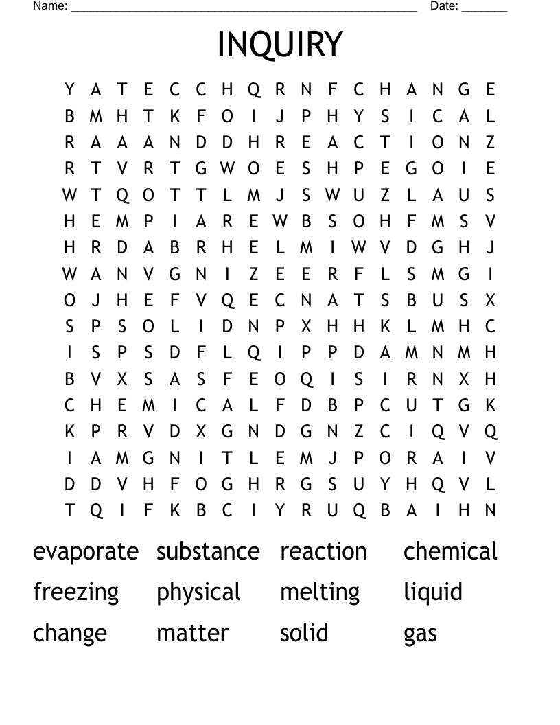 INQUIRY Word Search