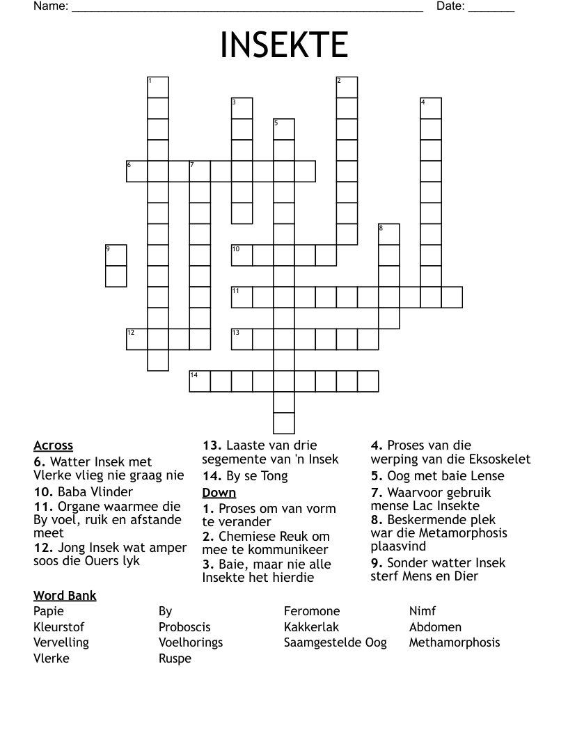 INSEKTE Crossword