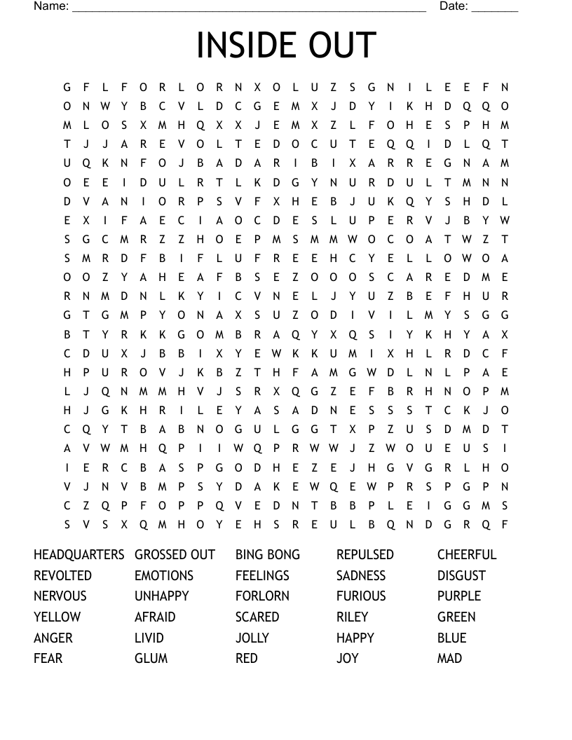 INSIDE OUT Word Search