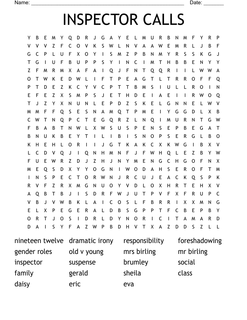 INSPECTOR CALLS Word Search