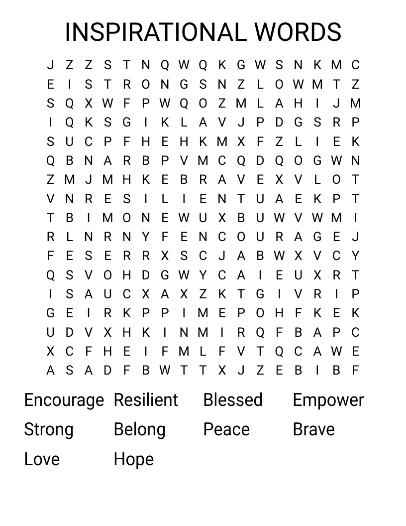 INSPIRATIONAL WORDS Word Search