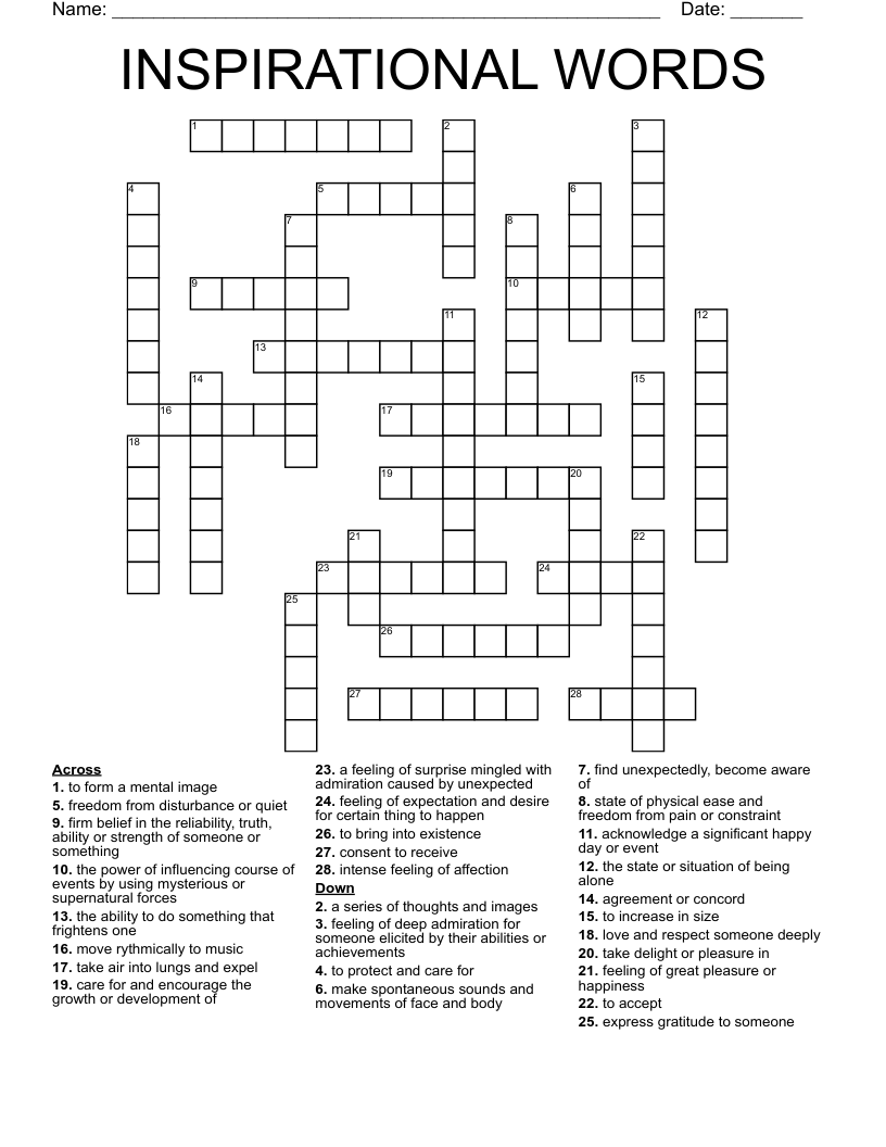 INSPIRATIONAL WORDS Crossword