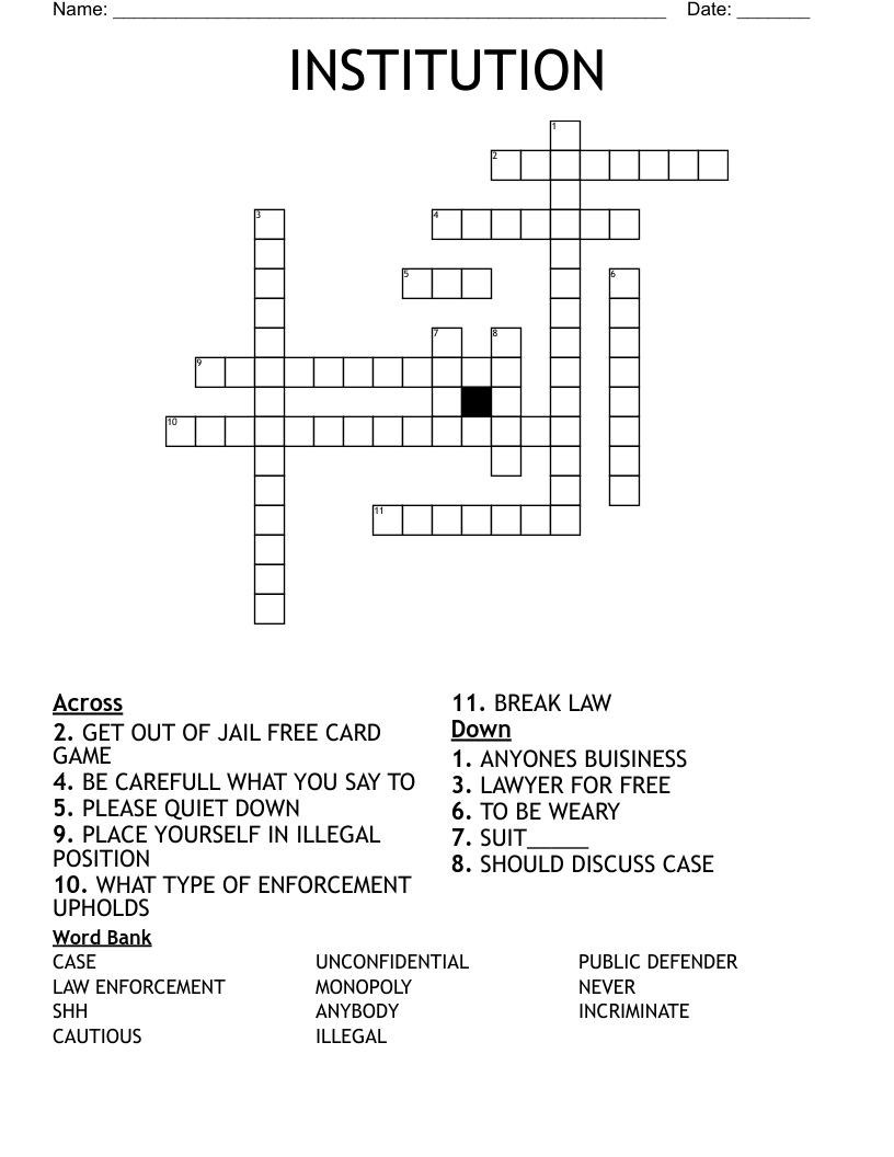 INSTITUTION Crossword