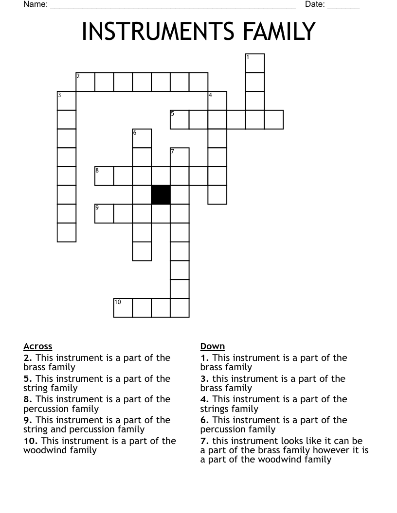 INSTRUMENTS FAMILY Crossword