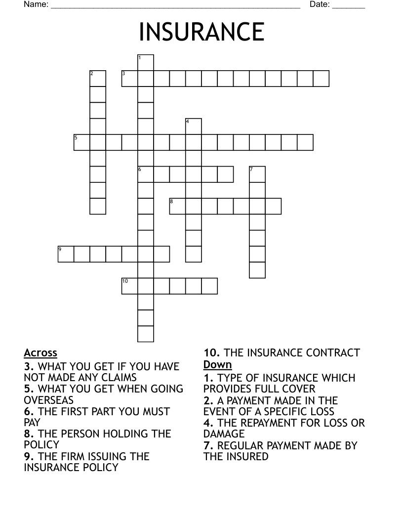 INSURANCE Crossword