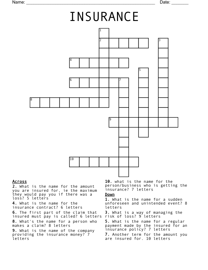 INSURANCE Crossword