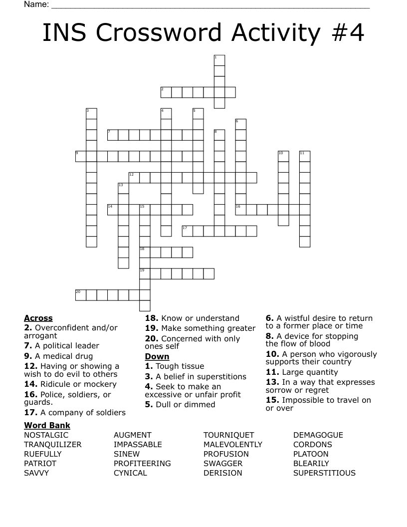 INS Crossword Activity #4