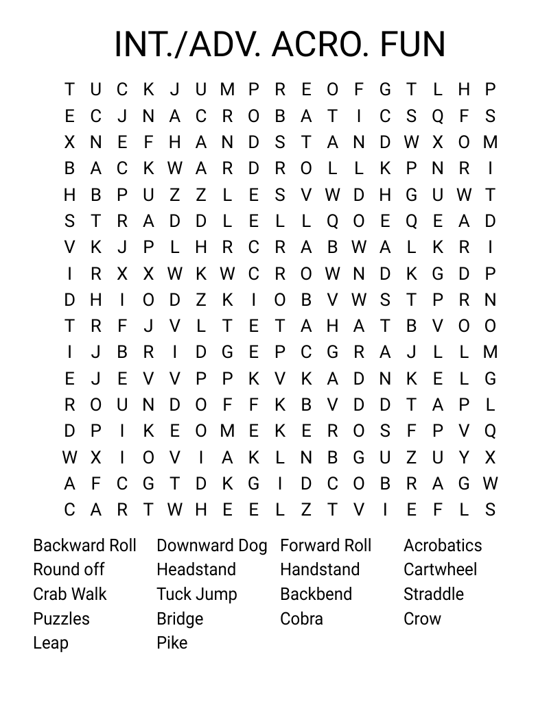 INT./ADV. ACRO. FUN Word Search