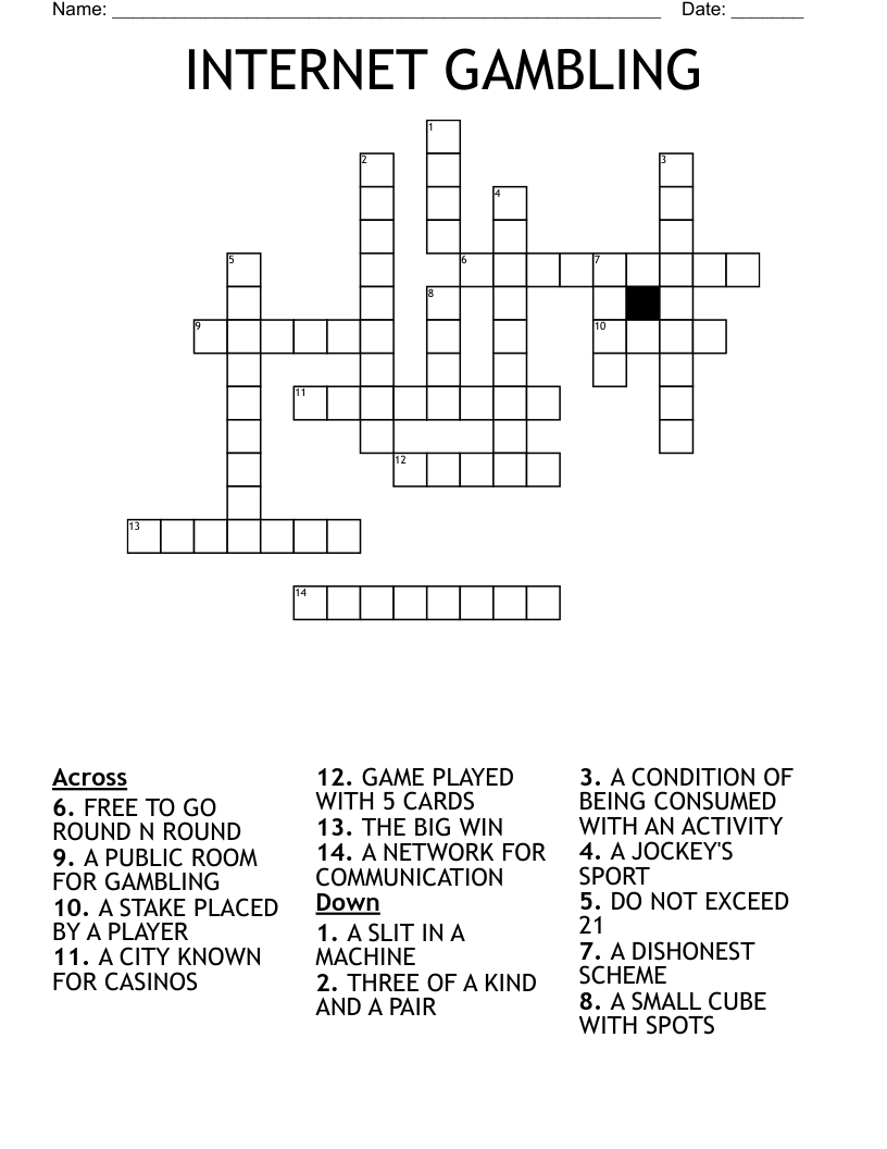 INTERNET GAMBLING Crossword