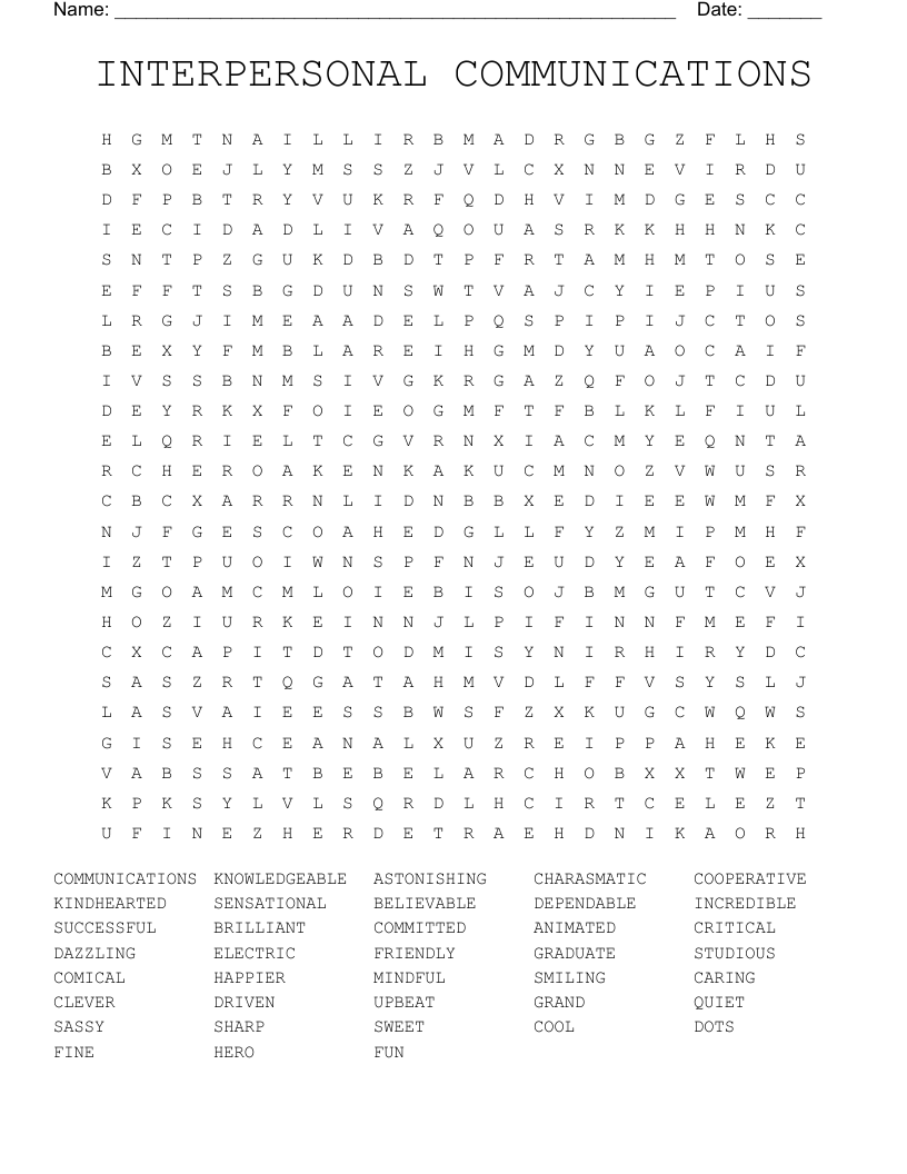 INTERPERSONAL COMMUNICATIONS Word Search