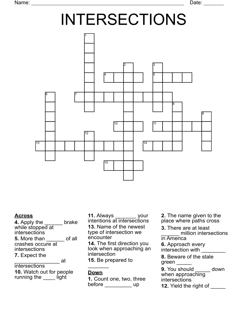 INTERSECTIONS Crossword