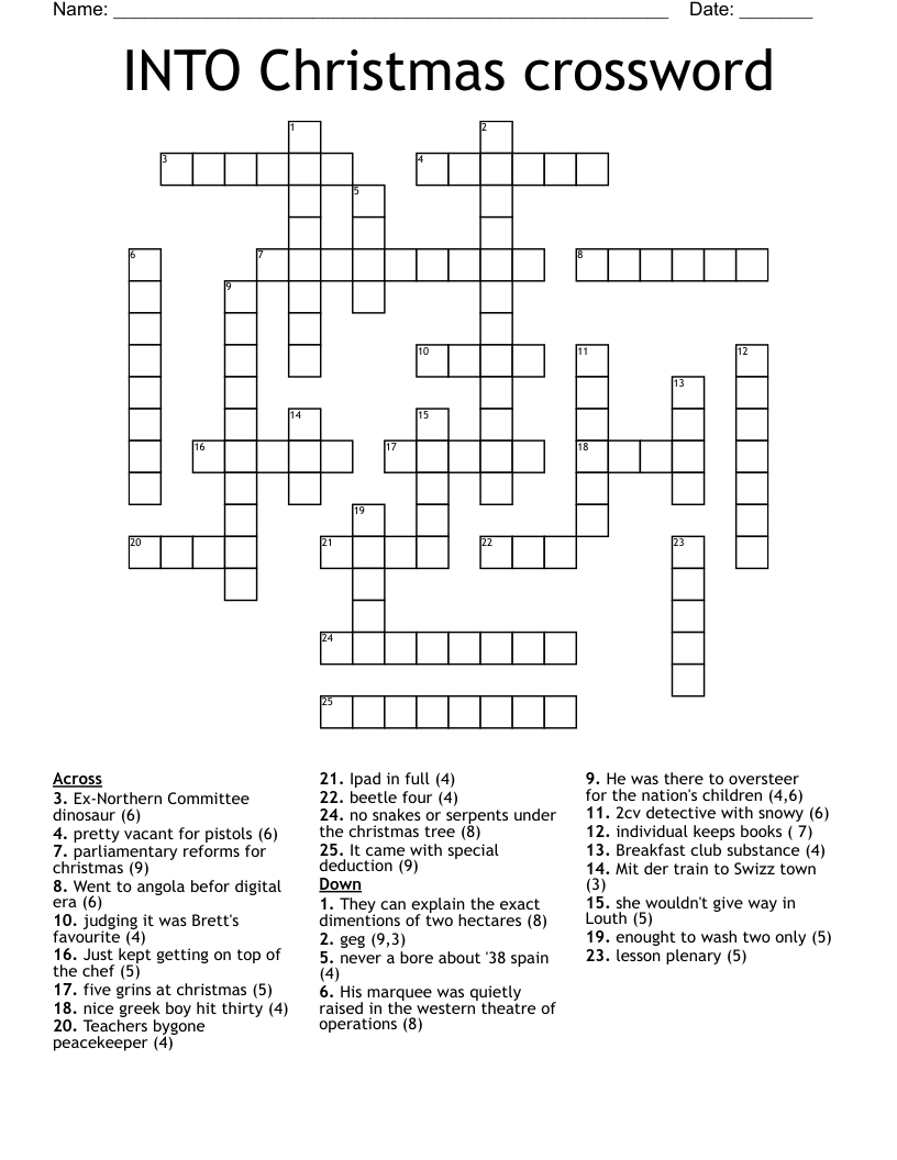 INTO Christmas crossword