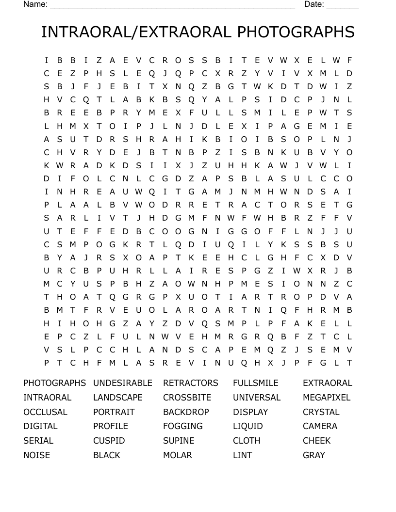 INTRAORAL/EXTRAORAL PHOTOGRAPHS Word Search