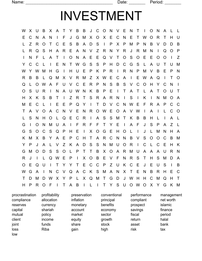 INVESTMENT  Word Search