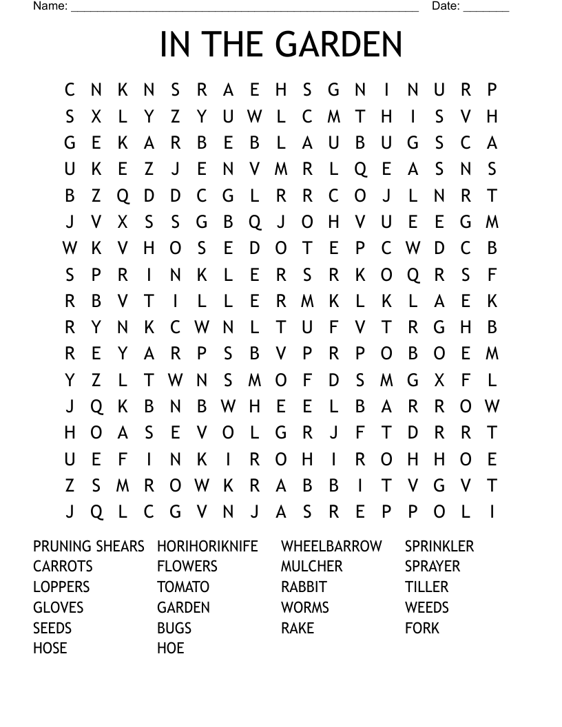 IN THE GARDEN Word Search